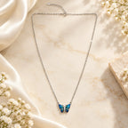 Marvel Silver Blue Butterfly Silver Chain Pendant for Girls and Women