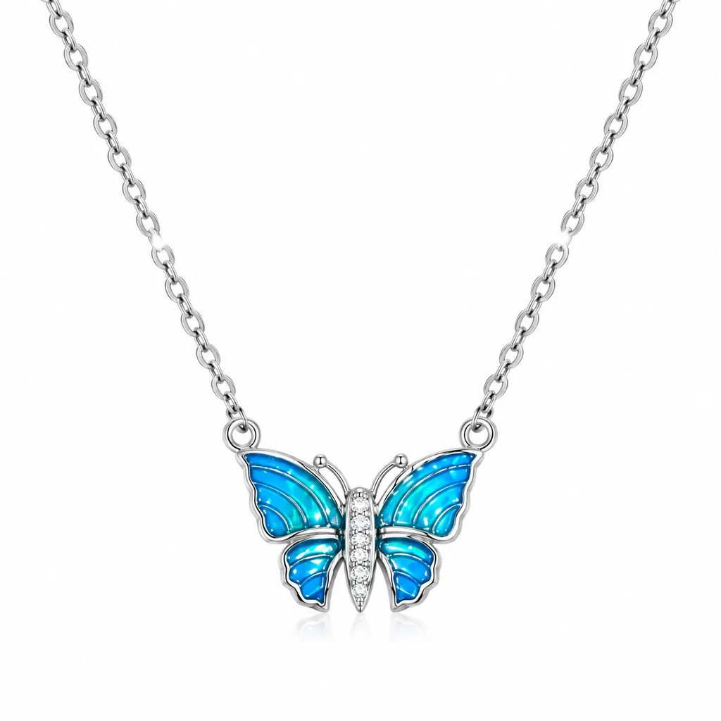 Marvel Silver Blue Butterfly Silver Chain Pendant for Girls and Women
