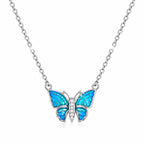Marvel Silver Blue Butterfly Silver Chain Pendant for Girls and Women