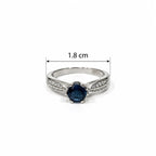 Marvel Silver blue stone silver ring for girls with round blue center stone and sparkling white stone side detailing