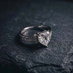 Marvel Silver Bow Accent Heart Crystal Silver Ring for Girls and Women Featuring a Large Sparkling Heart-Shaped Centre Stone, Crystal-Studded Bow Side Accents and Elegant Silver Band