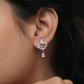 Elegant Butterfly Pearl CZ Silver Finish Drop Earrings for Women by Marvel Silver