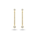 Elegant Gold Finish CZ Bar Drop Earrings for Women by Marvel Silver