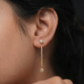 Elegant Gold Finish CZ Bar Drop Earrings for Women by Marvel Silver