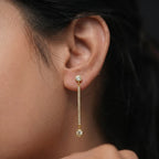Elegant Gold Finish CZ Bar Drop Earrings for Women by Marvel Silver