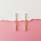 Elegant Gold Finish CZ Bar Drop Earrings for Women by Marvel Silver