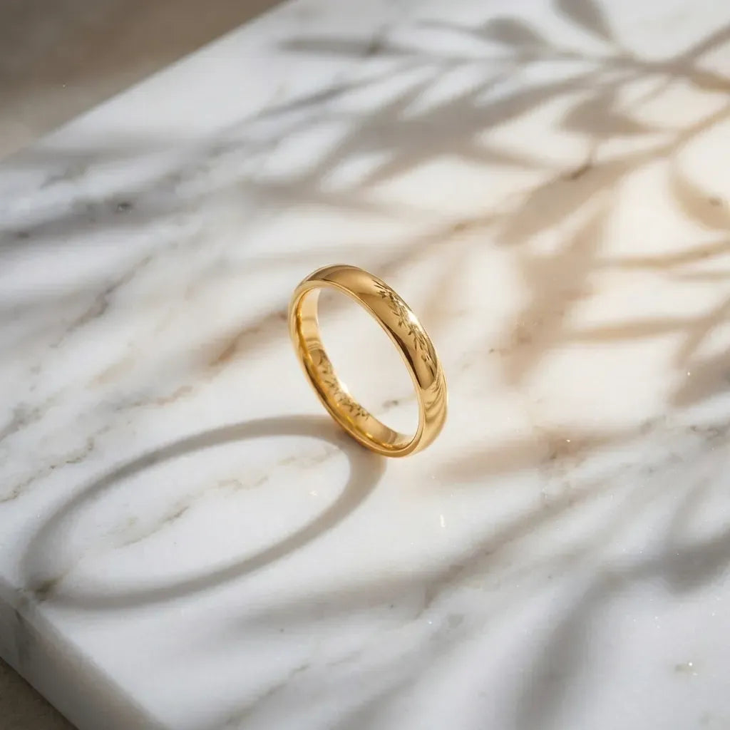 Marvel Silver classic gold-plated band ring for women and girls featuring a smooth polished finish with a minimalist and elegant design for everyday wear.
