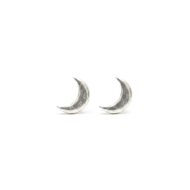 Marvel Silver crescent moon stud earrings for women and girls featuring a minimalist silver-plated celestial moon design with a polished finish and secure stud backing.