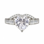 Marvel Silver Crown Halo Heart Crystal Silver Ring for Girls and Women Featuring a Sparkling Heart-Shaped Centre Stone, Crown-Inspired Crystal Halo and Rectangular Stone-Studded Silver Band