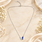 Marvel Silver Crystal Tide Butterfly Silver Chain Pendant with Blue and Crystal Design for Girls and Women