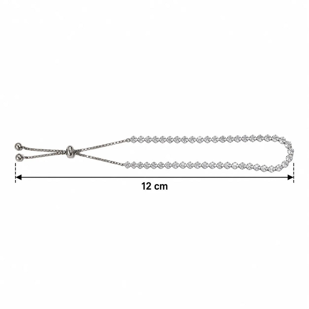 Marvel Silver Elegant Crystal Tennis Adjustable Silver Bracelet for Girls and Women with Sparkling Stones and Sliding Ball Closure