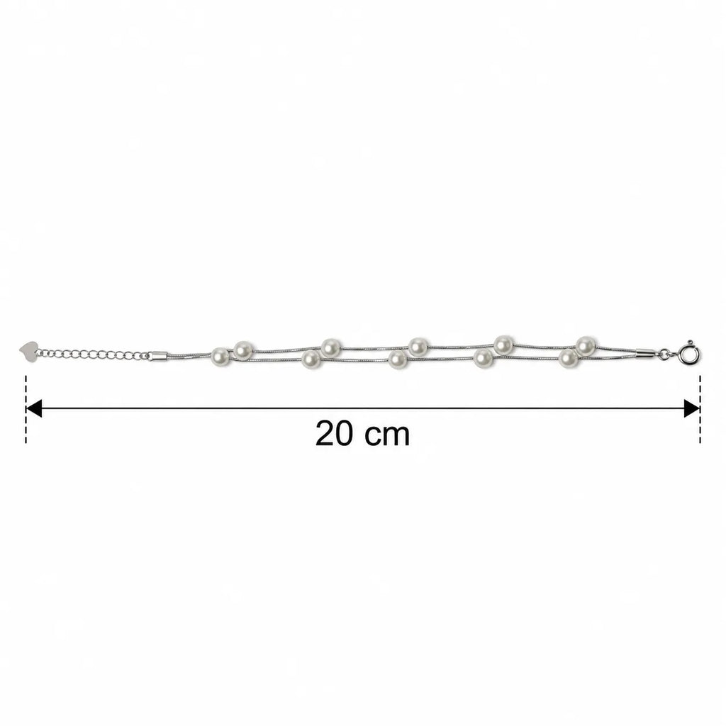 Marvel Silver Elegant Pearl Double-Layer Silver Bracelet for women with white pearl-style beads and delicate layered silver chains