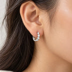 Marvel Silver Stone Silver Hoop Earrings with Sparkling Stone Design for Women and Girls