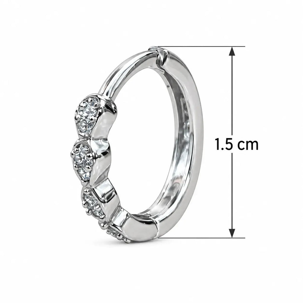 Marvel Silver Stone Silver Hoop Earrings with Sparkling Stone Design for Women and Girls