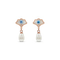 Rose Gold Evil Eye Pearl Drop Earrings for Women by Marvel Silver