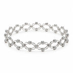 Marvel Silver adjustable floral stone silver ring kada for women with sparkling round stone detailing