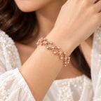 Marvel Silver adjustable floral stone silver ring kada for women with sparkling round stone detailing