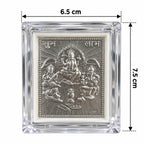 Marvel Silver Ganesh Lakshmi Silver Religious Frame Set of 4 Featuring Four Devotional Photo Frames with Lord Ganesha and Goddess Lakshmi Engravings in Transparent Tabletop Display Cases