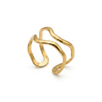 Marvel Silver gold-plated abstract adjustable ring for women and girls featuring a modern wave-inspired open design with a premium polished finish.