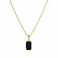 Marvel Silver gold-plated black stone rectangular chain pendant for women and girls with a minimalist geometric design and premium polished finish.