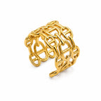 Marvel Silver gold-plated chain link adjustable statement ring for women and girls featuring an interlocking chain-inspired design with a premium polished finish.
