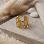 Marvel Silver gold-plated chain link adjustable statement ring for women and girls featuring an interlocking chain-inspired design with a premium polished finish.