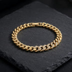 Marvel Silver gold-plated Cuban link bracelet for women and girls featuring sparkling crystal-studded links, a secure clasp, and a premium polished finish, perfect for everyday wear, parties, and special occasions.