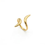 Marvel Silver gold-plated double horn adjustable ring for women and girls featuring an elegant open-ended curved design with a polished finish and modern minimalist style.