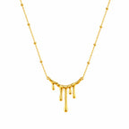 Marvel Silver gold-plated drip design chain pendant for women and girls featuring a modern molten gold pendant on an elegant beaded chain with a polished high-shine finish.
