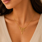 Marvel Silver gold-plated drip design chain pendant for women and girls featuring a modern molten gold pendant on an elegant beaded chain with a polished high-shine finish.