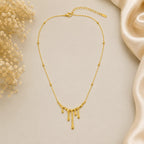 Marvel Silver gold-plated drip design chain pendant for women and girls featuring a modern molten gold pendant on an elegant beaded chain with a polished high-shine finish.