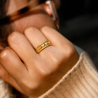 Marvel Silver gold-plated heart adjustable ring for women and girls featuring multiple open-heart motifs, an adjustable open band, and a premium polished gold finish.