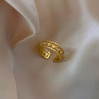 Marvel Silver gold-plated heart adjustable ring for women and girls featuring multiple open-heart motifs, an adjustable open band, and a premium polished gold finish.
