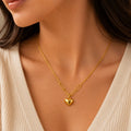 Marvel Silver gold-plated heart charm chain pendant for women and girls featuring a polished puffy heart with stylish paperclip chain accents and a premium minimalist design.