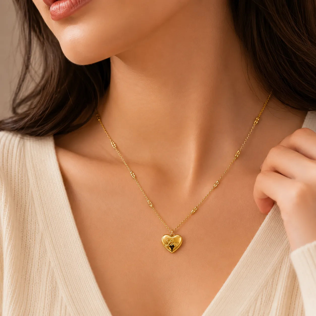 Marvel Silver gold-plated Love heart chain pendant for women and girls featuring a polished heart pendant with elegant decorative chain accents.