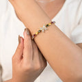 Marvel Silver gold-plated open cuff kada featuring a sparkling Cubic Zirconia butterfly centerpiece with vibrant multicolor crystal accents, designed for women and girls, perfect for weddings, parties, festive occasions, office wear, daily wear, and gifting.