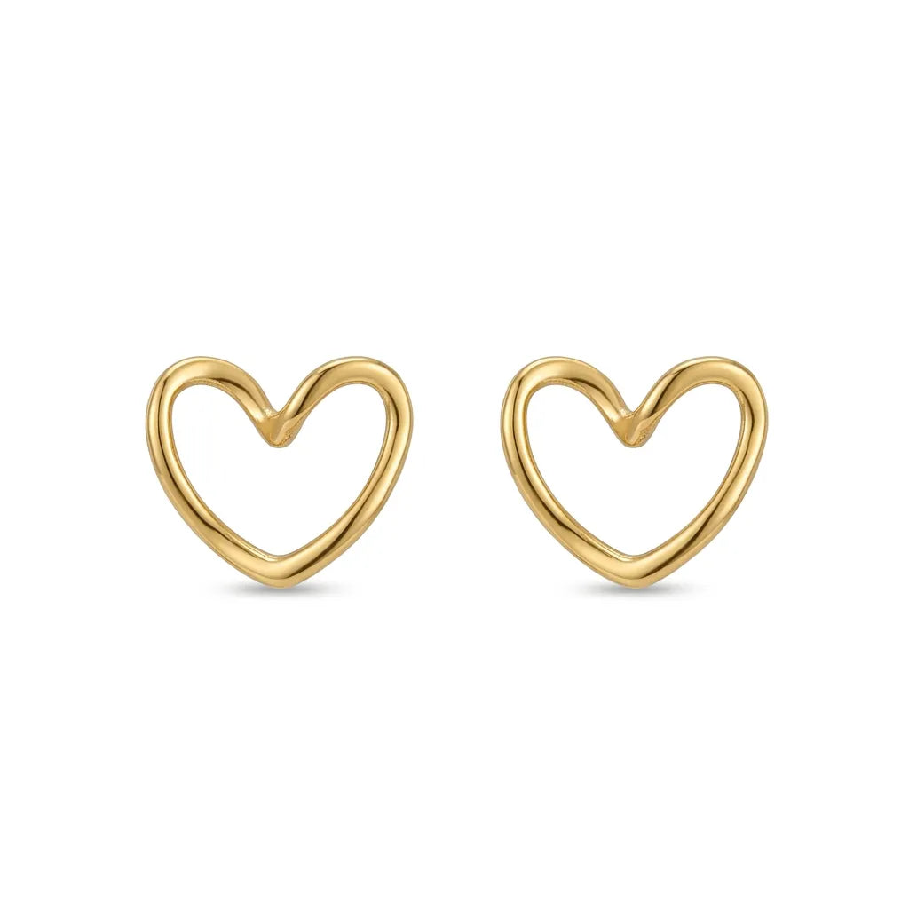 Marvel Silver Gold-Plated Open Heart Stud Earrings for Women - Elegant Fashion Jewellery