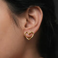 Marvel Silver Gold-Plated Open Heart Stud Earrings for Women - Elegant Fashion Jewellery