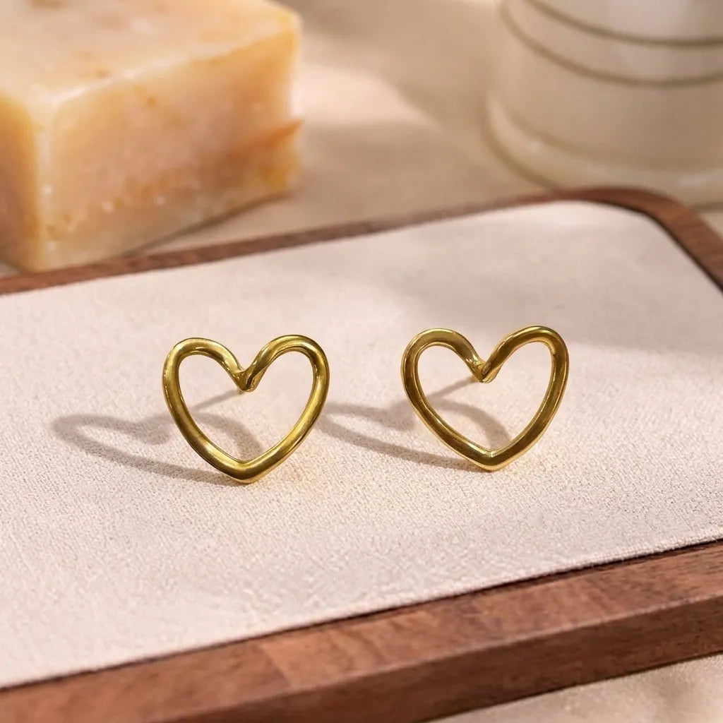 Marvel Silver Gold-Plated Open Heart Stud Earrings for Women - Elegant Fashion Jewellery