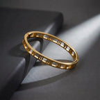 Marvel Silver gold-plated Roman numeral cutwork kada bracelet for women and girls featuring a sleek minimalist open design with a secure hinged closure, ideal for daily wear, office, parties, weddings, festive occasions, and gifting.