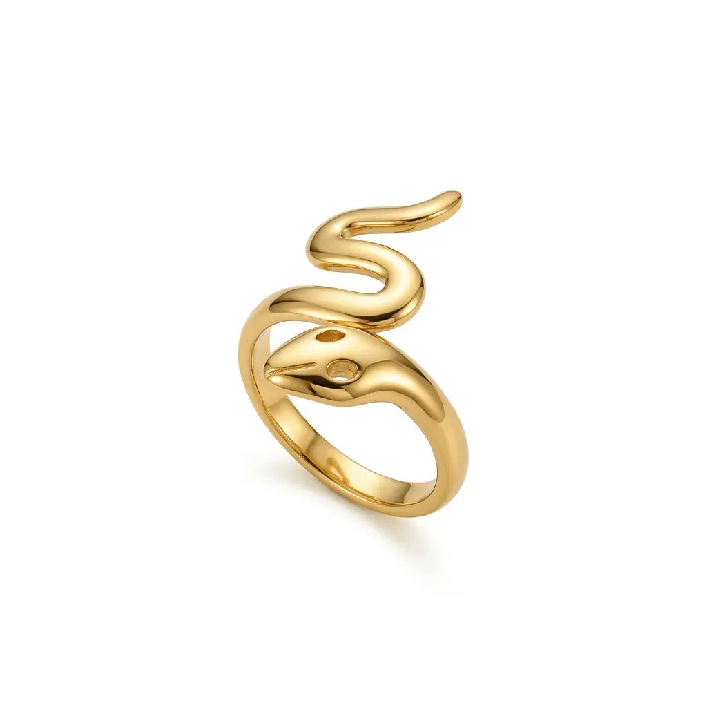 Marvel Silver gold-plated snake adjustable ring for women and girls featuring a sleek serpent-inspired wrap design with a polished finish and elegant modern styling.