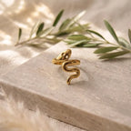 Marvel Silver gold-plated snake adjustable ring for women and girls featuring a sleek serpent-inspired wrap design with a polished finish and elegant modern styling.