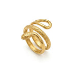 Marvel Silver gold-plated snake adjustable statement ring for women and girls featuring a detailed serpent wrap design with textured scales and a premium polished finish.