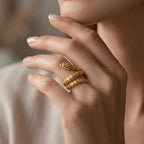 Marvel Silver gold-plated snake wrap adjustable ring for women and girls featuring a detailed serpent-inspired design with a premium polished gold finish and adjustable open band.