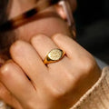 Marvel Silver gold-plated adjustable sun spiral signet ring for women and girls featuring an engraved celestial design with a premium polished finish, ideal for everyday, office, and party wear.