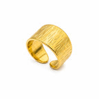 Marvel Silver gold-plated textured adjustable wide band ring for women and girls featuring an engraved pattern with a premium polished finish and open adjustable design.