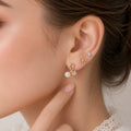 Marvel Silver Gold-Tone 3 Pair Imitation Earrings Set for Girls with Floral Stud and Pearl Drop Designs