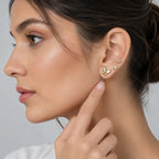Marvel Silver Gold-Tone Butterfly and Solitaire 3 Pair Imitation Earrings Set for Girls