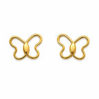 Marvel Silver 9K gold butterfly outline stud earrings for women and girls, lightweight minimalist gold earrings for everyday and festive wear.