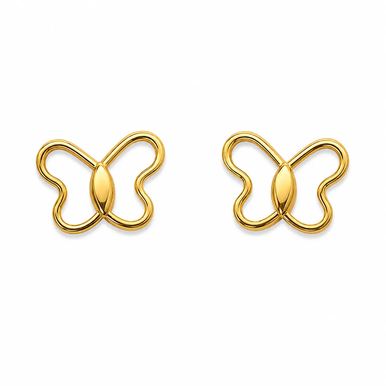 Marvel Silver 9K gold butterfly outline stud earrings for women and girls, lightweight minimalist gold earrings for everyday and festive wear.